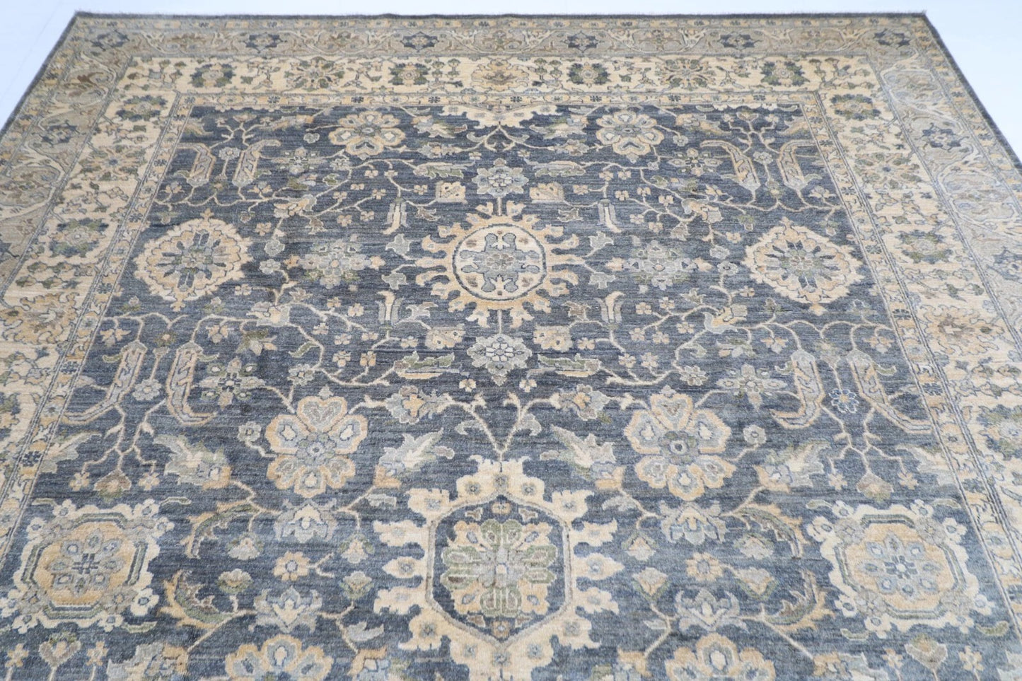 275 x 361 cm | Oriental Grey Afghan Tribal Hand Knotted Carpet