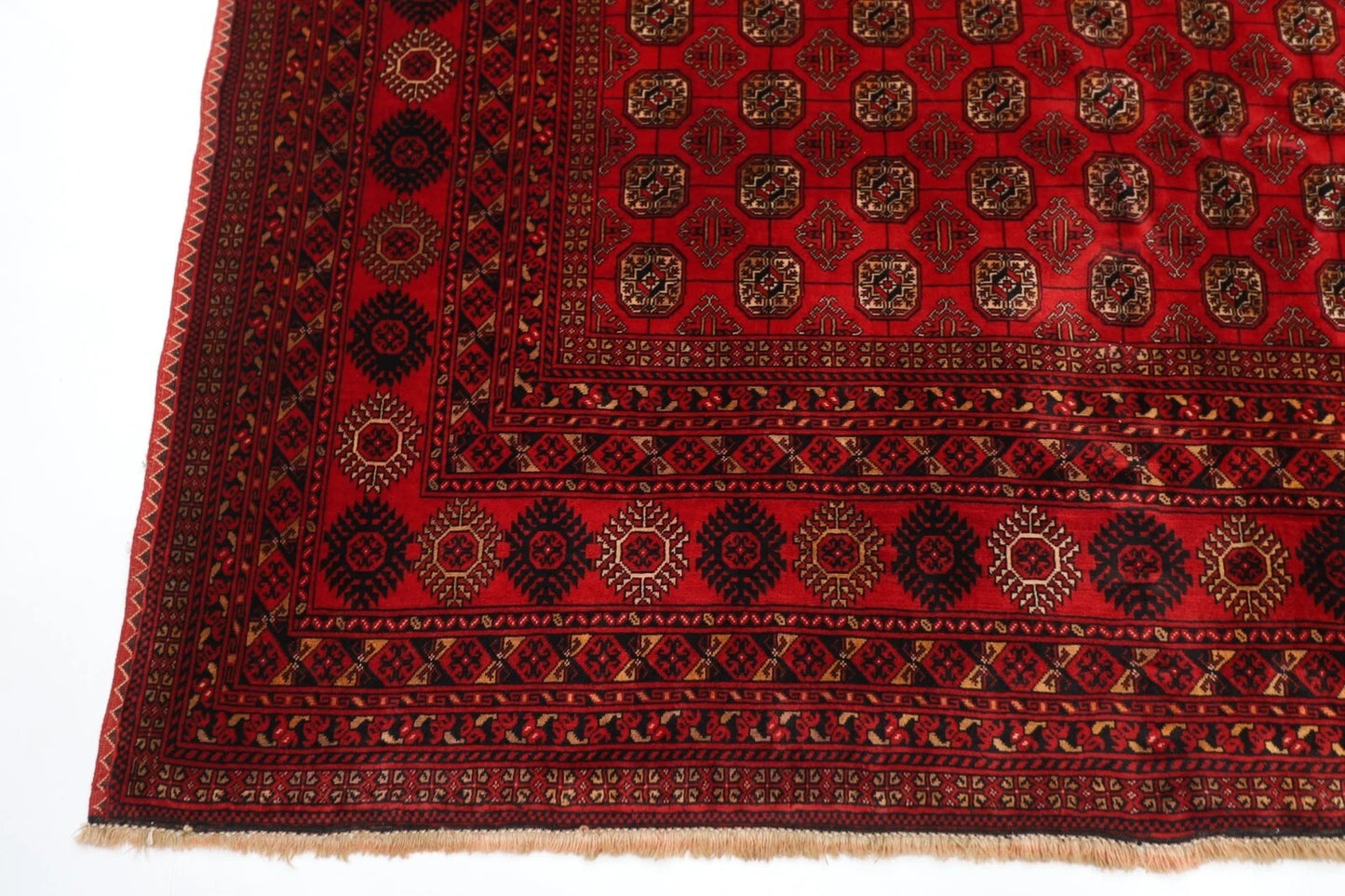 199 x 276 cm | Fine Mori Bokhara Afghan Tribal Hand Knotted Carpet