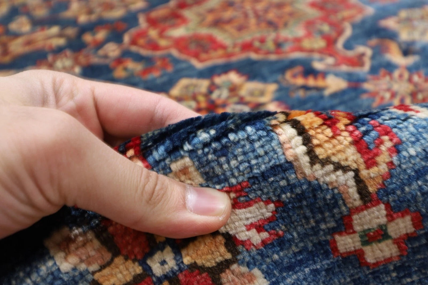 276 x 288 cm | Kazak Afghan Tribal Hand Knotted Wool Round Carpet