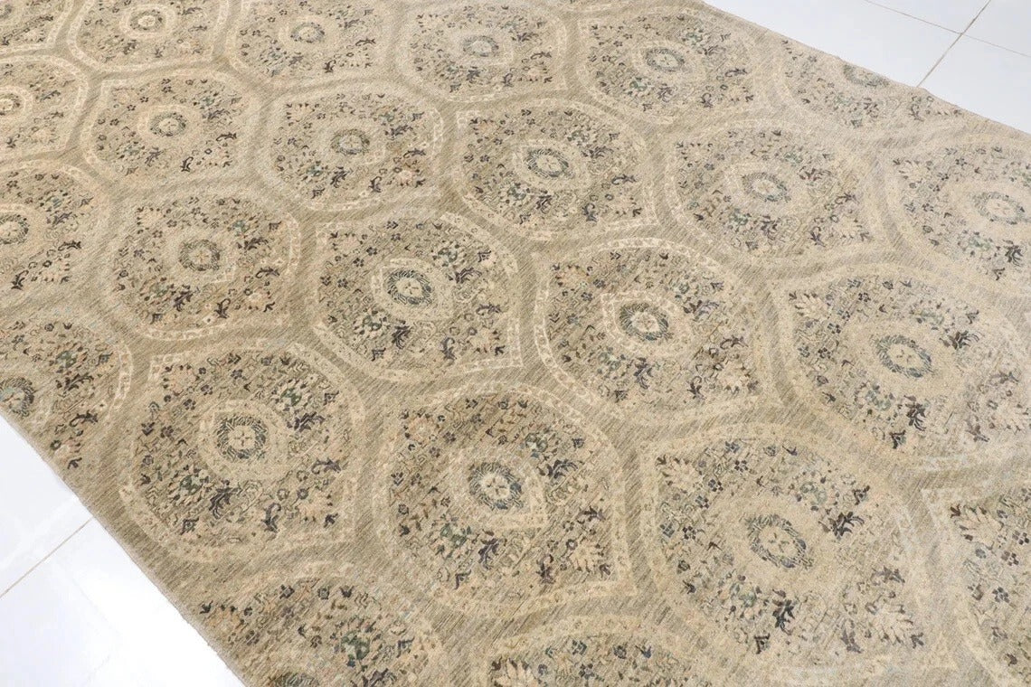 184 x 288 cm | Mamluk Gray Afghan Tribal Hand Knotted Veg Dye Wool Carpet