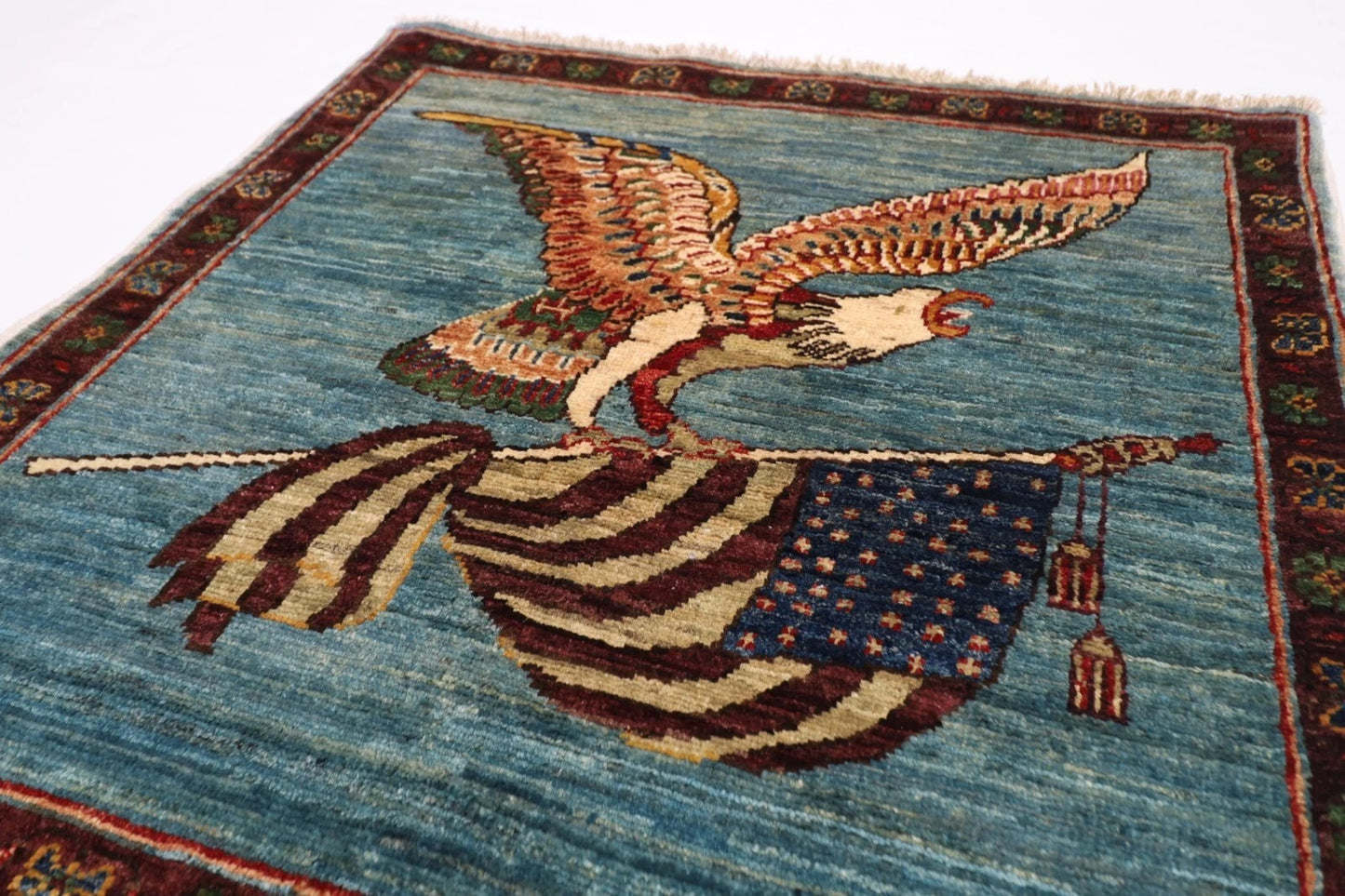 80 x 82 cm | Falcon Afghan Tribal Hand Knotted Wool Carpet