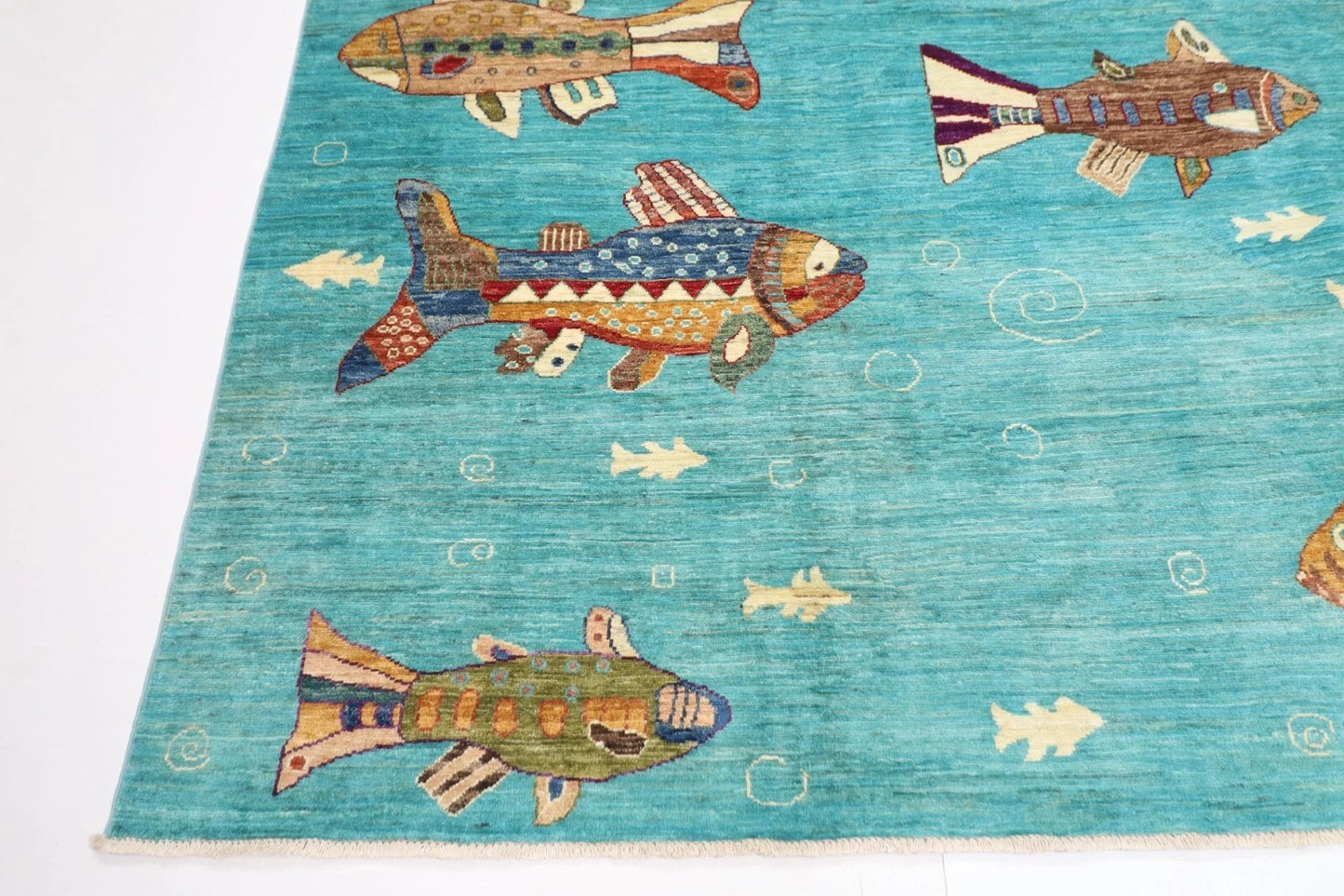 248 x 330 cm | Fish Party Afghan Tribal Hand Knotted Carpet