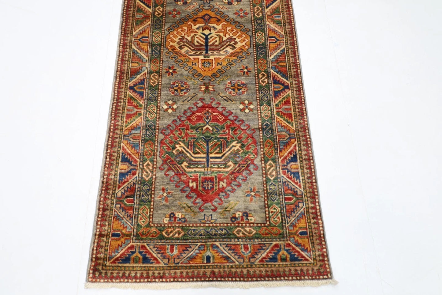 79 x 293 cm | Kazak Afghan Tribal Hand Knotted Wool Runner