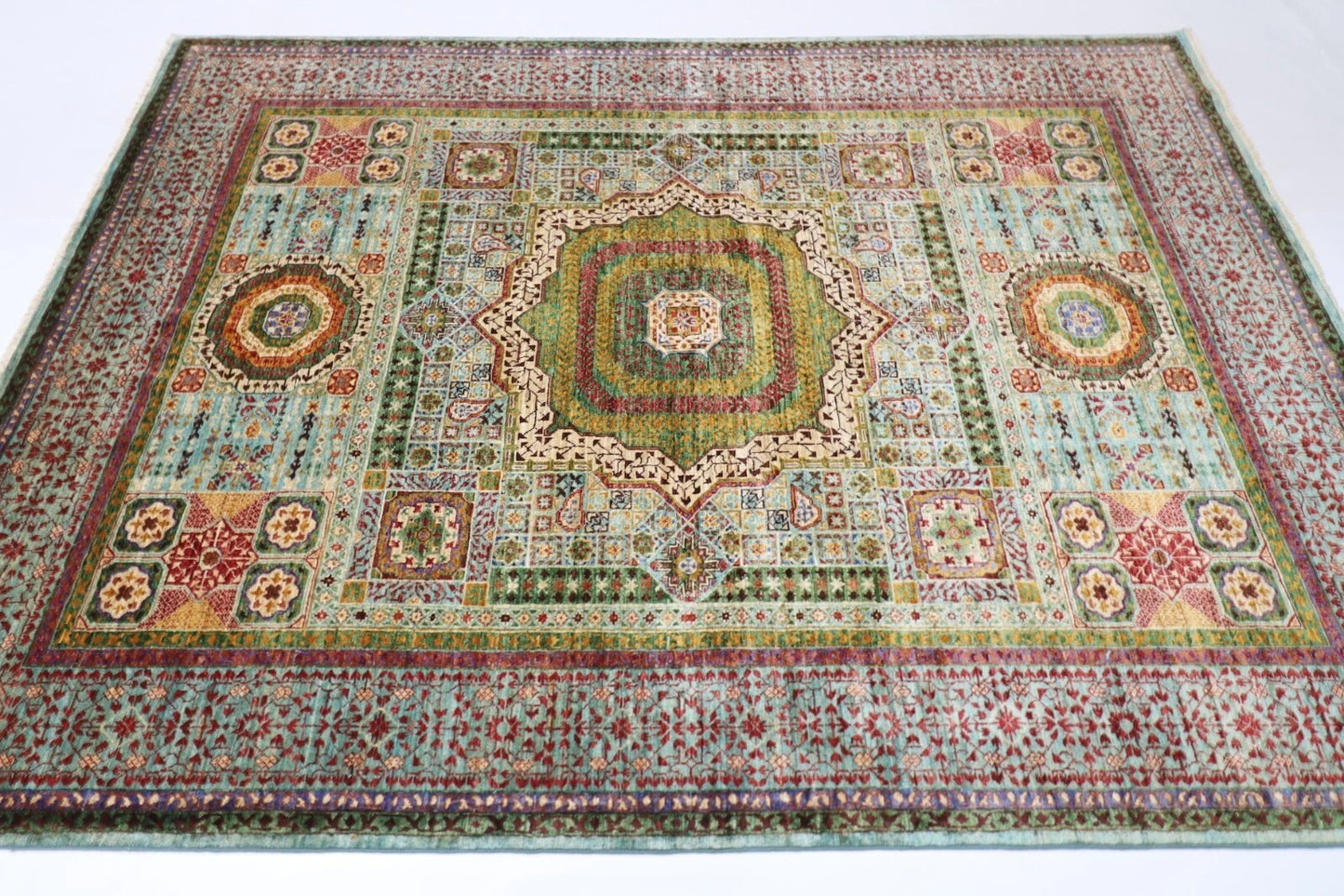 175 x 228 cm | Mamluk Afghan Tribal Hand Knotted Veg Dye Wool Carpet