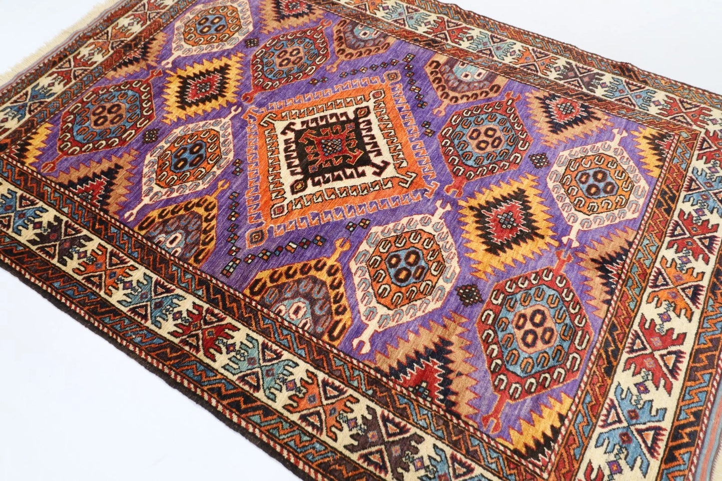 160 x 226 cm | Purple Afghan Tribal Hand Knotted Veg Dye Wool carpet