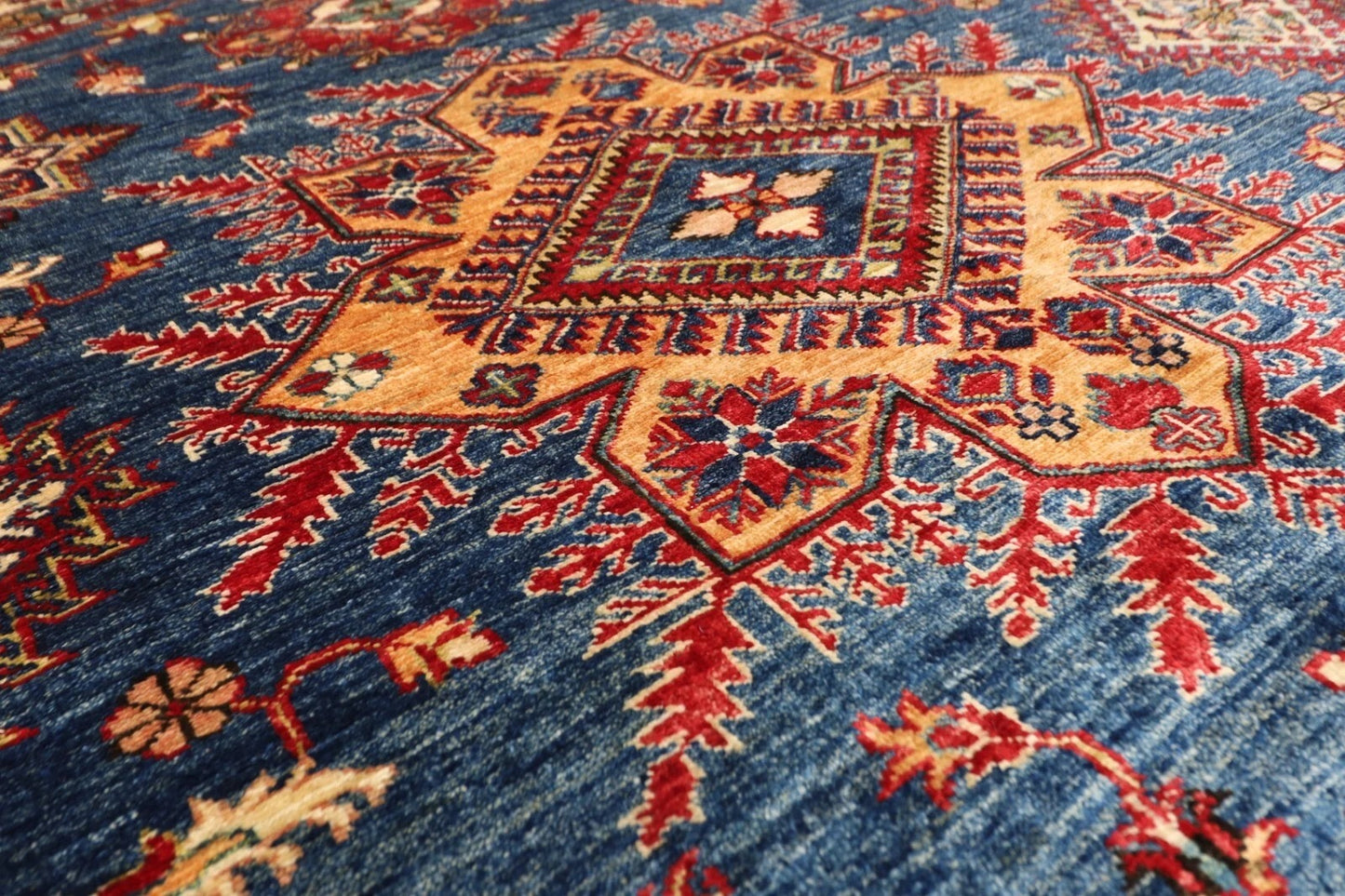 247 x 252 cm | Kazak Afghan Tribal Hand Knotted Wool Round Carpet