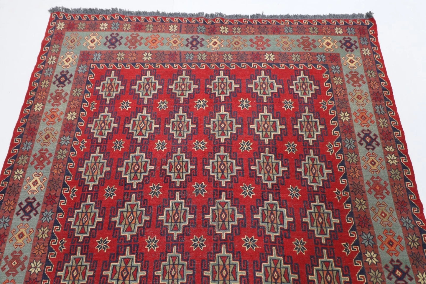 149 x 202 cm | Sumak Tribal Hand Knotted Veg Dye Wool Kilim