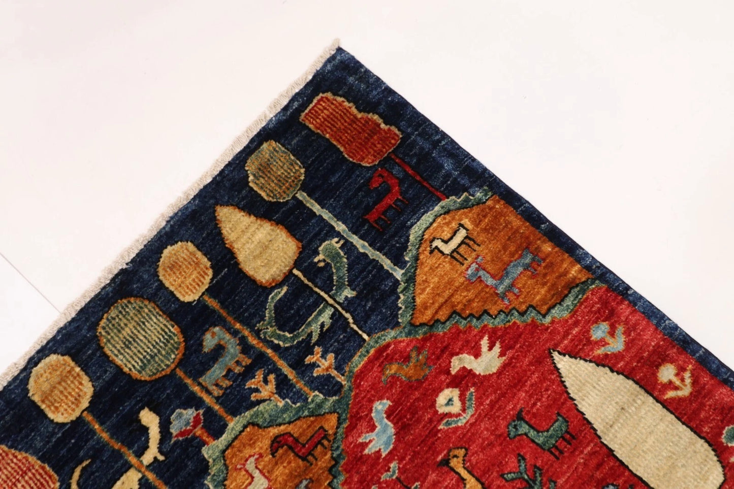 169 x 240 cm | Landscape Afghan Tribal Hand Knotted Veg Dye Wool Carpet
