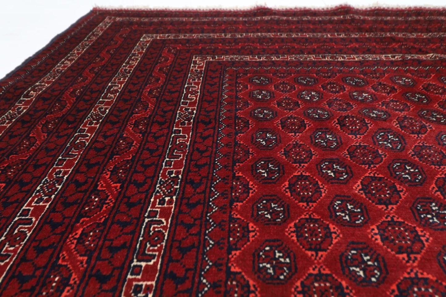 198 x 295 cm | Mori Bokhara Afghan Tribal Hand Knotted Carpet