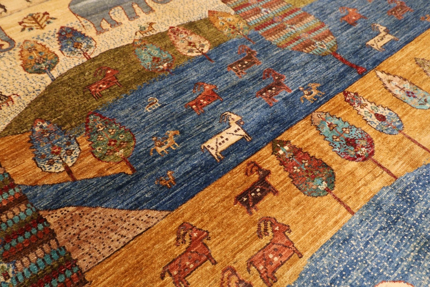 195 x 195 cm | Animal Afghan Tribal Hand Knotted Wool Carpet
