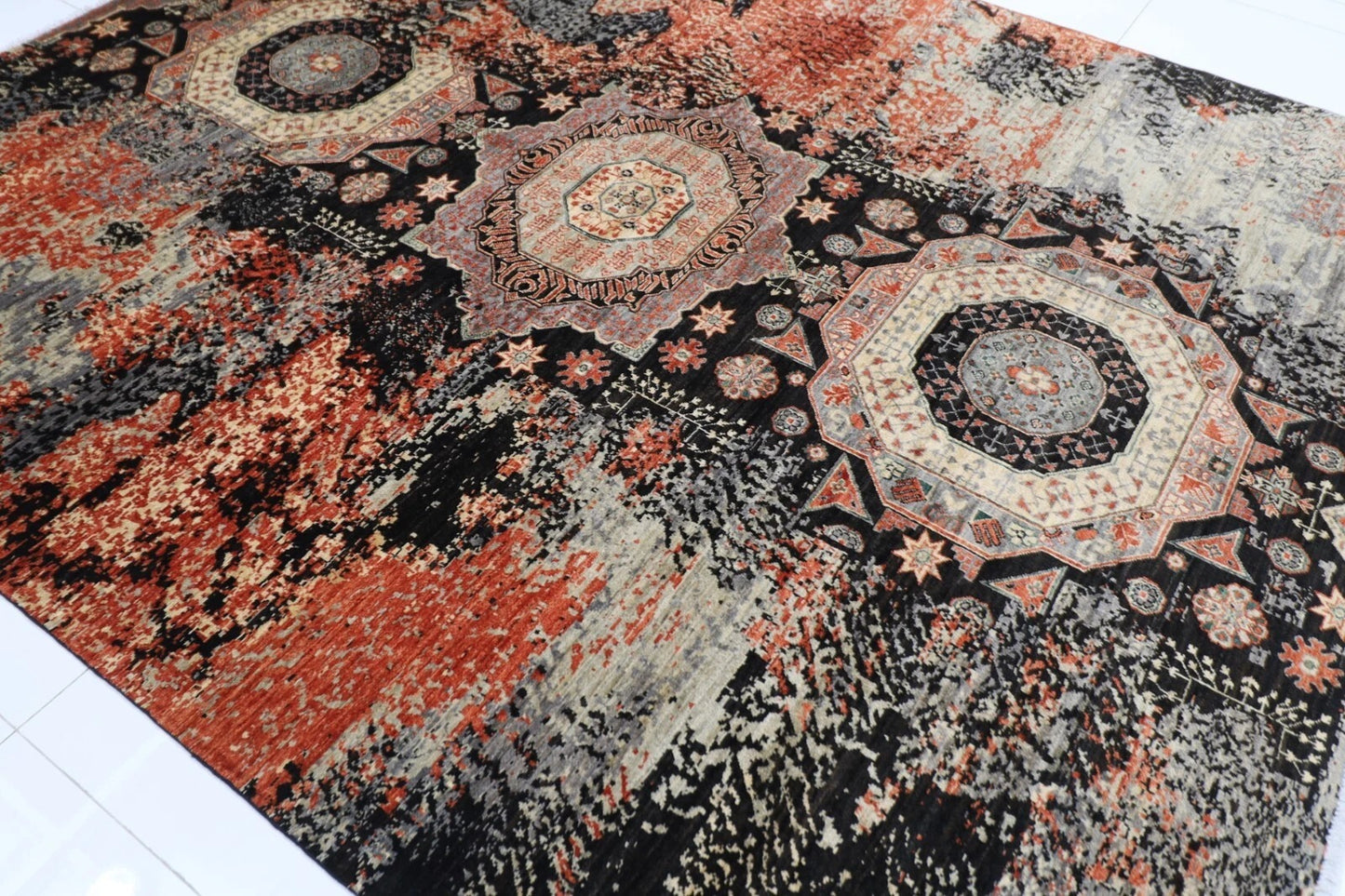 250 x 298 cm | Mamluk Afghan Tribal Hand Knotted Carpet