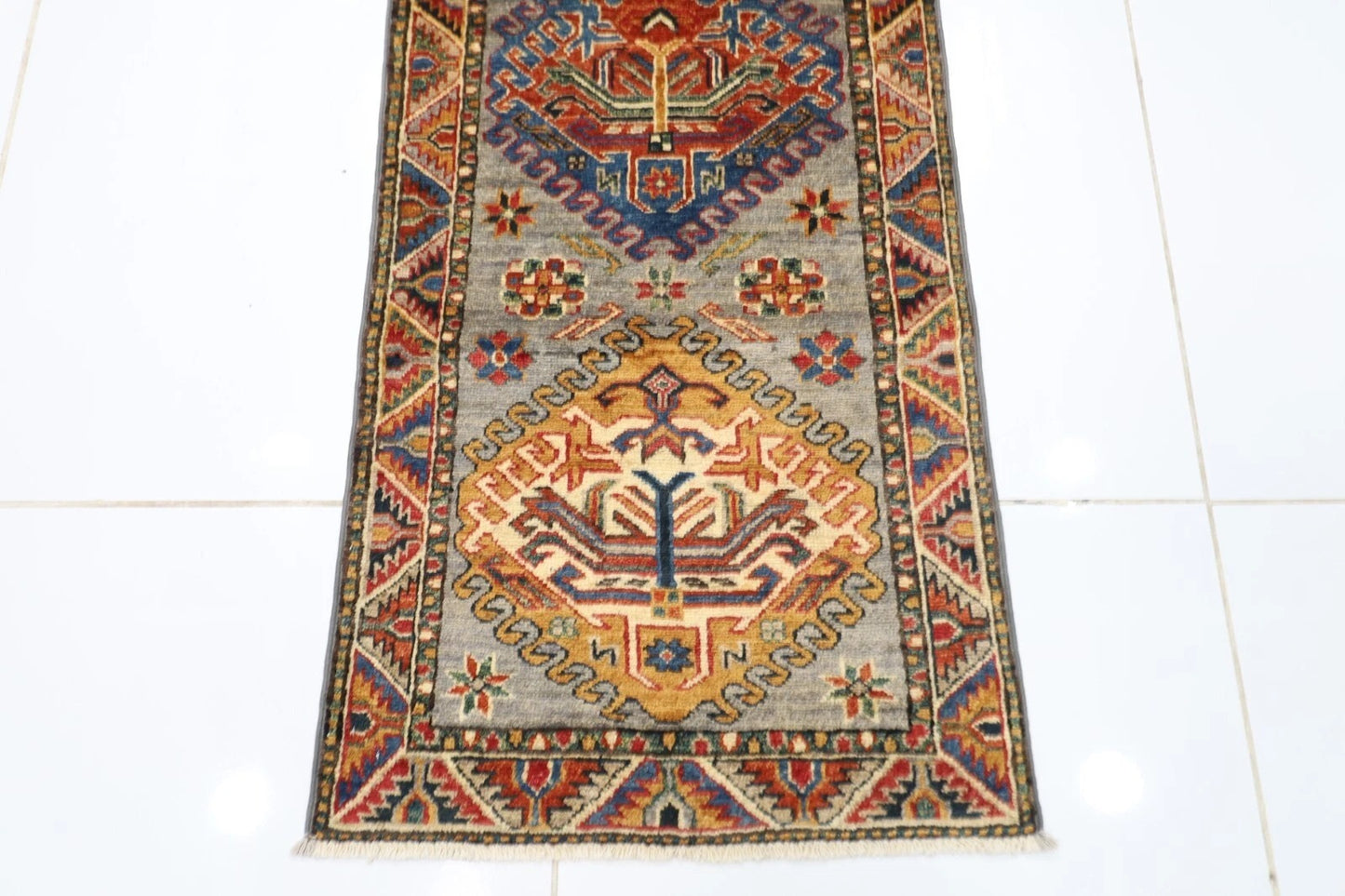 60 x 203 cm | Kazak Afghan Tribal Hand Knotted Wool Runner