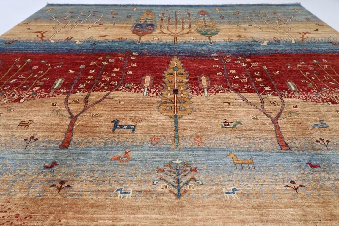 253 x 301 cm | Landscape Afghan Tribal Hand Knotted Carpet