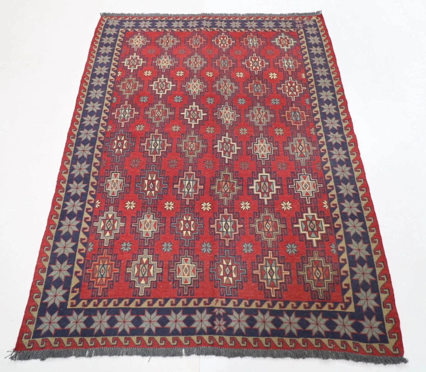 136 x 181 cm | Sumak Tribal Hand Knotted Veg Dye Wool Kilim