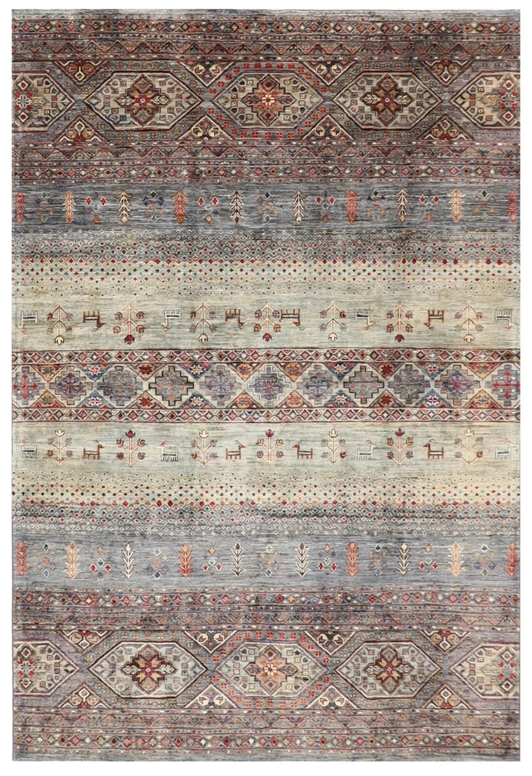 177 x 245 cm | Afghan Tribal Hand Knotted Veg Dye Wool Carpet