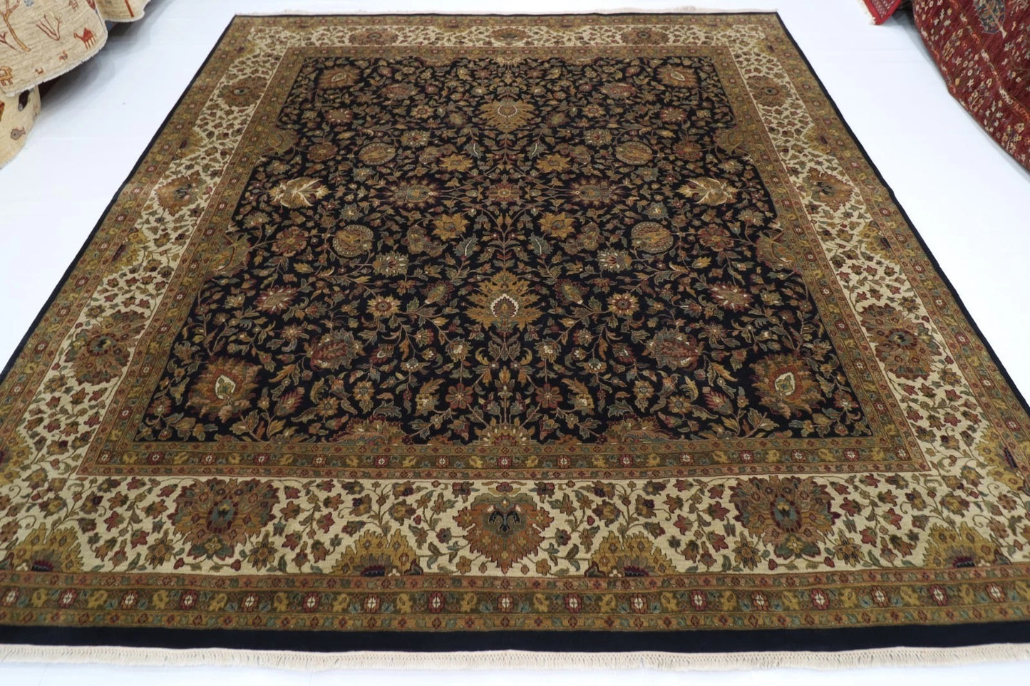 308 x 317 cm | Floral Afghan Tribal Hand Knotted Wool Square Carpet