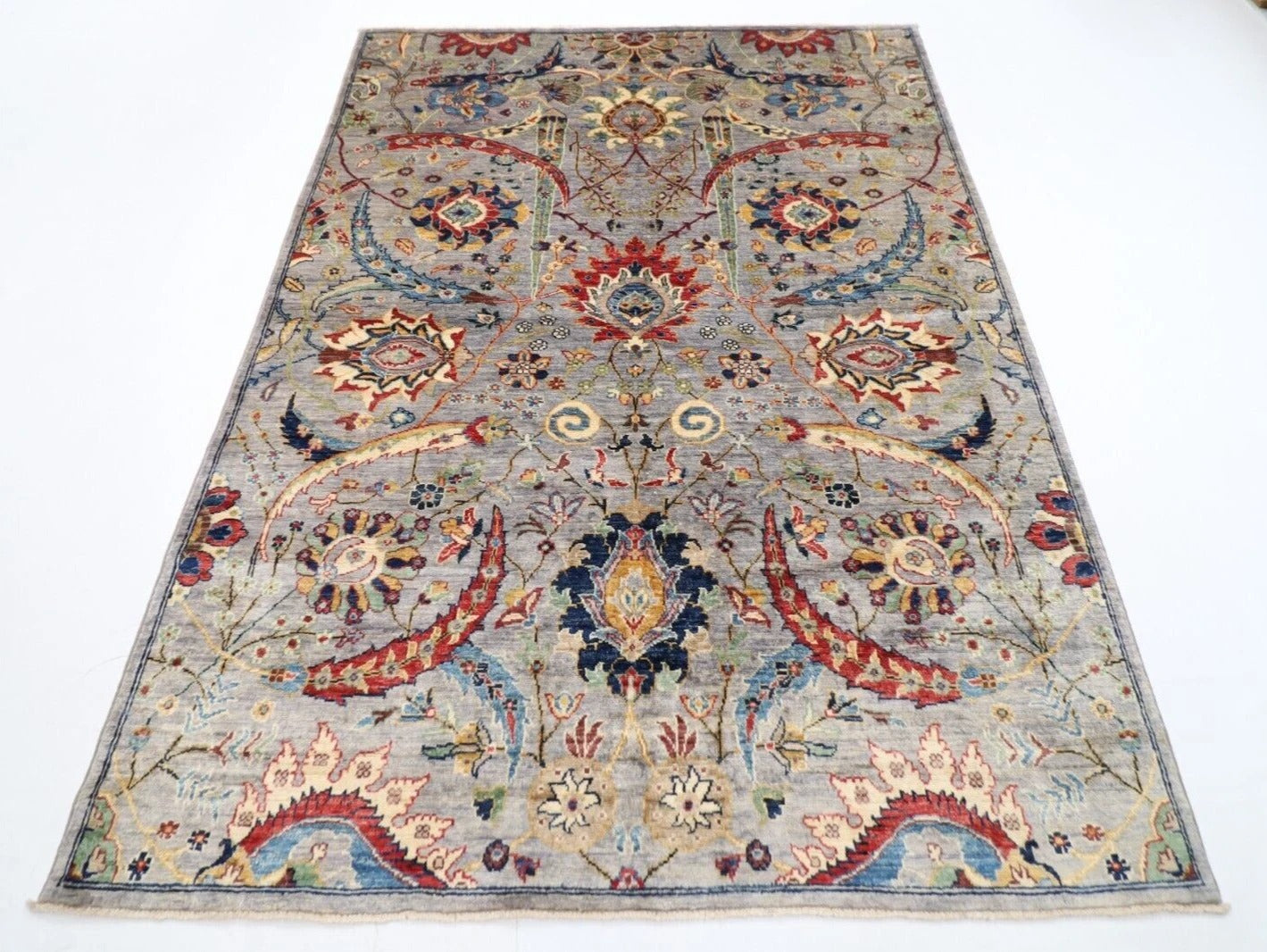 173 x 239 cm | Sickle Leaf Afghan Tribal Hand Knotted Veg Dye Wool Carpet