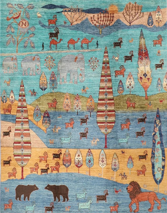 244 x 297 cm | Animal Paradise Afghan Tribal Hand Knotted Carpet