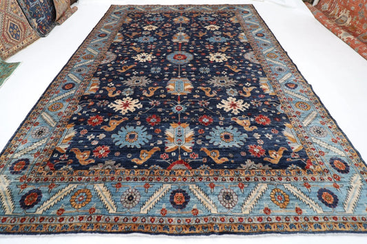 297 x 425 cm | Aryana Navy Afghan Hand Knotted Carpet