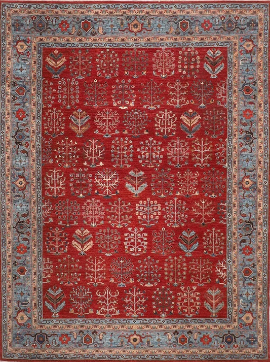 269 x 354 cm | Plants and Trees Afghan Hand Knotted Carpet