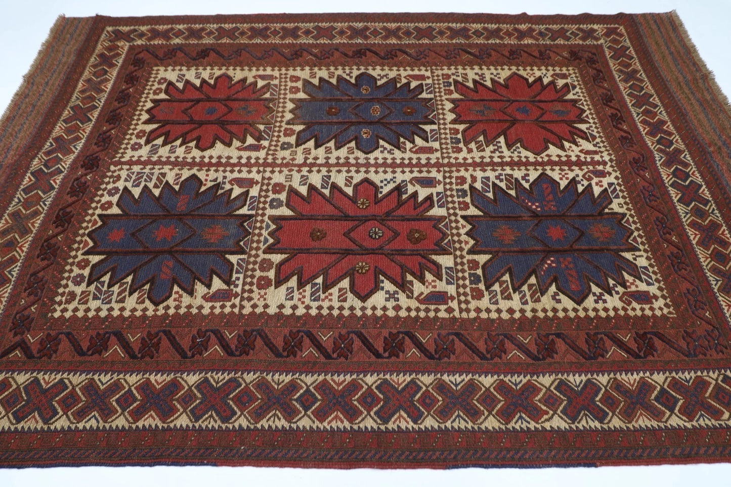 188 x 266 cm | Barjesta Flat Weaved Afghan Tribal Hand Knotted Wool Carpet kilim