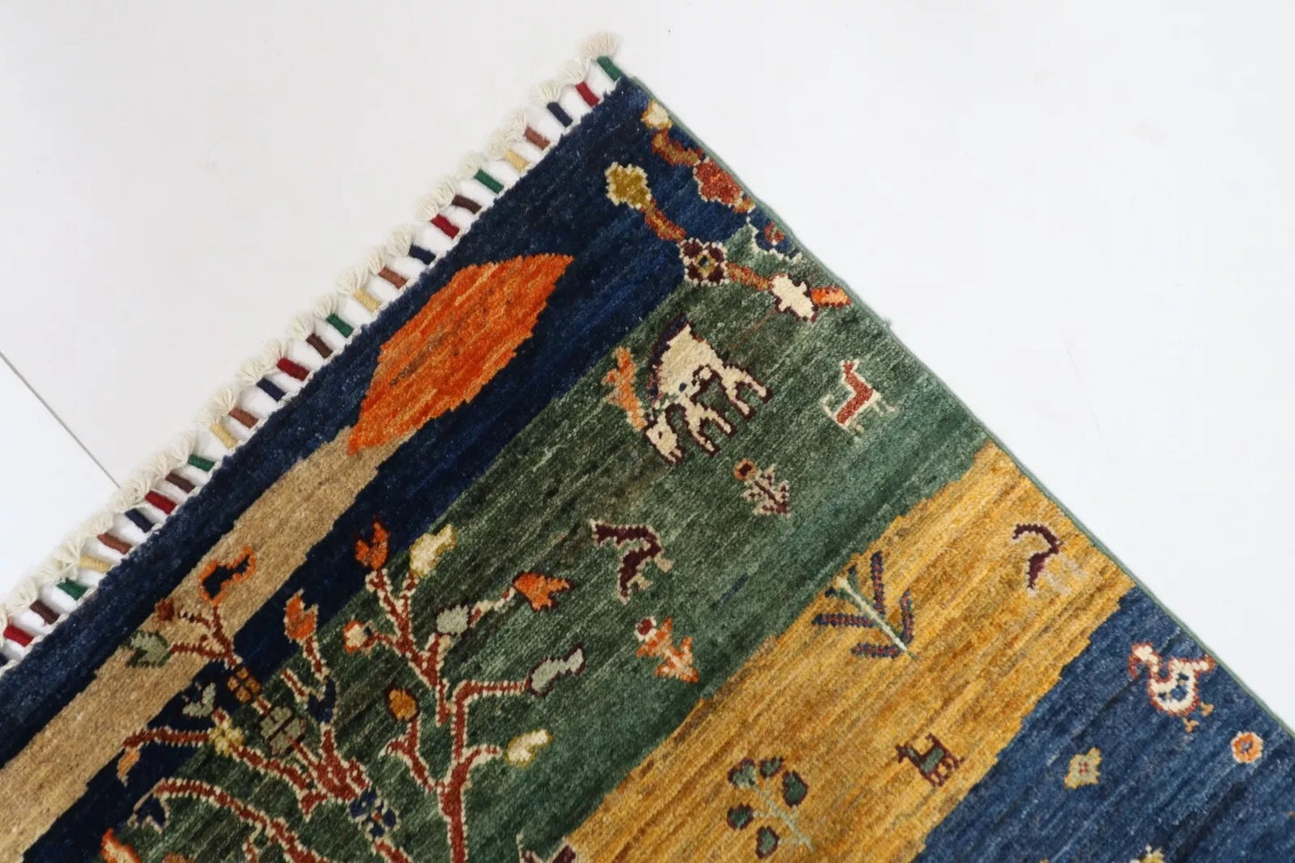 118 x 172 cm | Landscape Afghan Tribal Hand Knotted Veg Dye Wool carpet