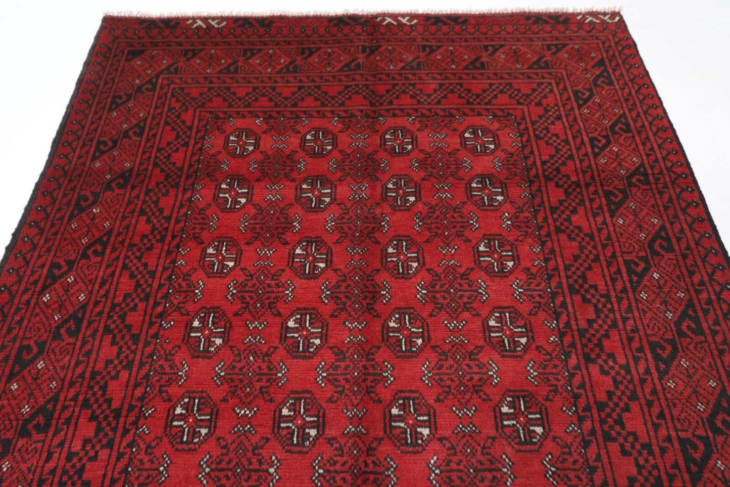 164 x 239 cm | Akja Bokhara Afghan Tribal Hand Knotted Veg Dye Wool Carpet