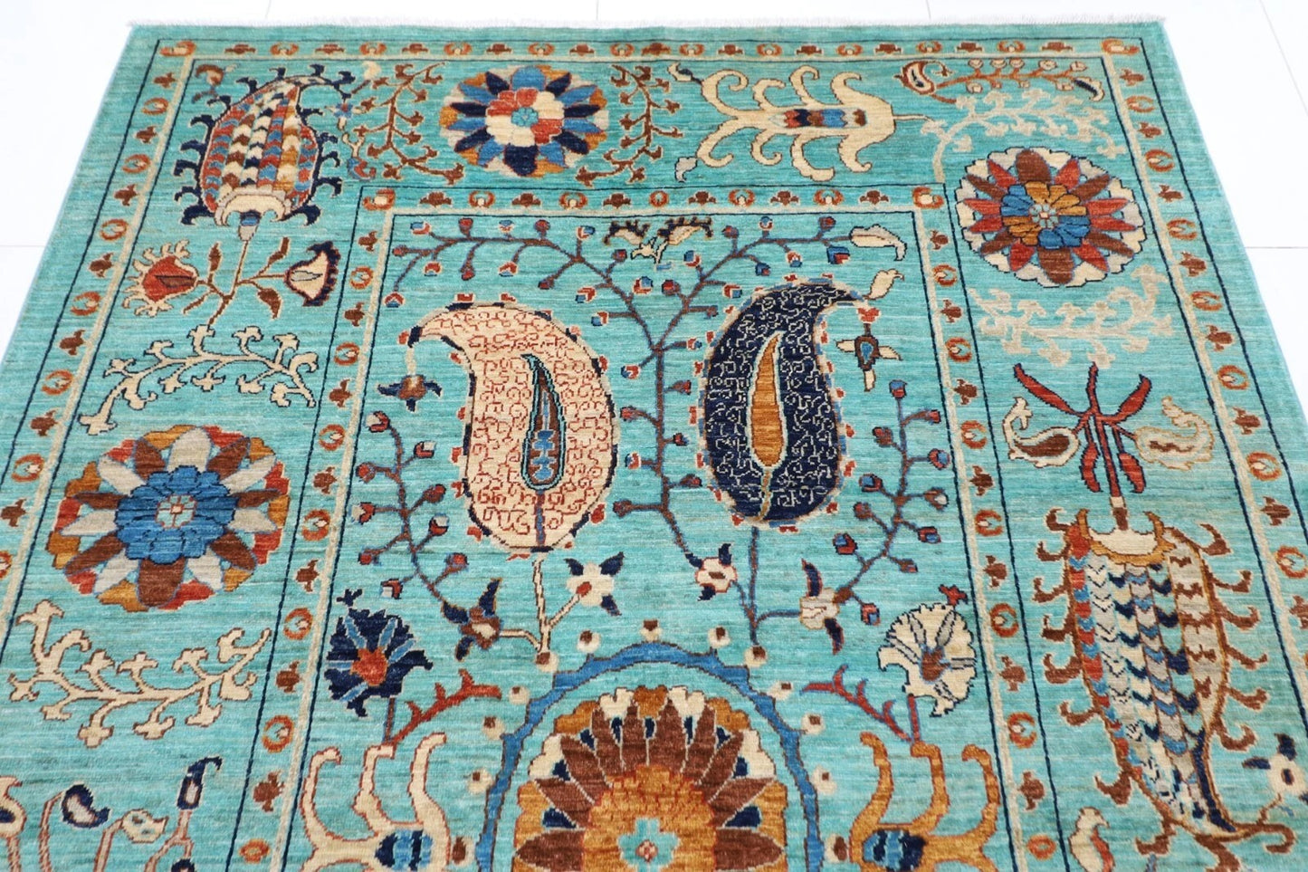 182 x 272 cm |  Suzani Afghan Tribal Hand Knotted Veg Dye Wool carpet