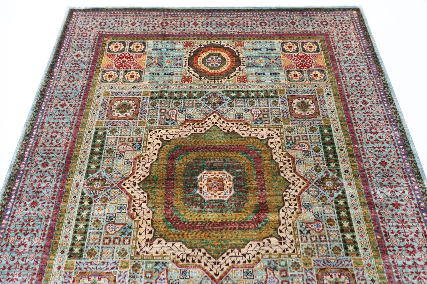 175 x 228 cm | Mamluk Afghan Tribal Hand Knotted Veg Dye Wool Carpet