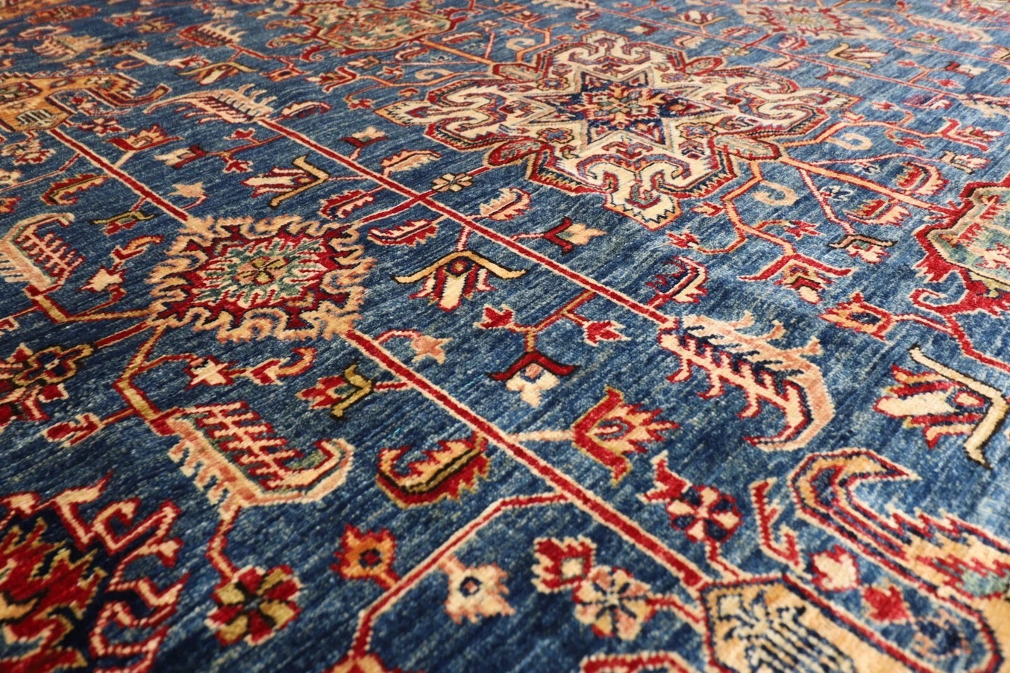 300 x 309 cm | Kazak Afghan Tribal Hand Knotted Wool Round Carpet