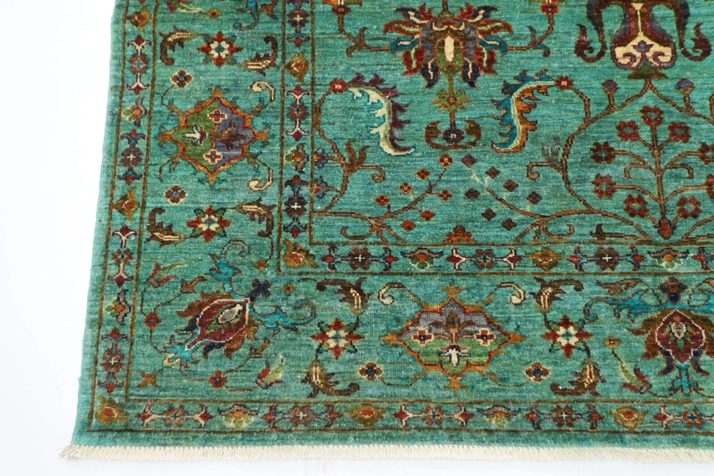 181 x 245 cm | Sultani Afghan Tribal Hand Knotted Veg Dye Wool Carpet