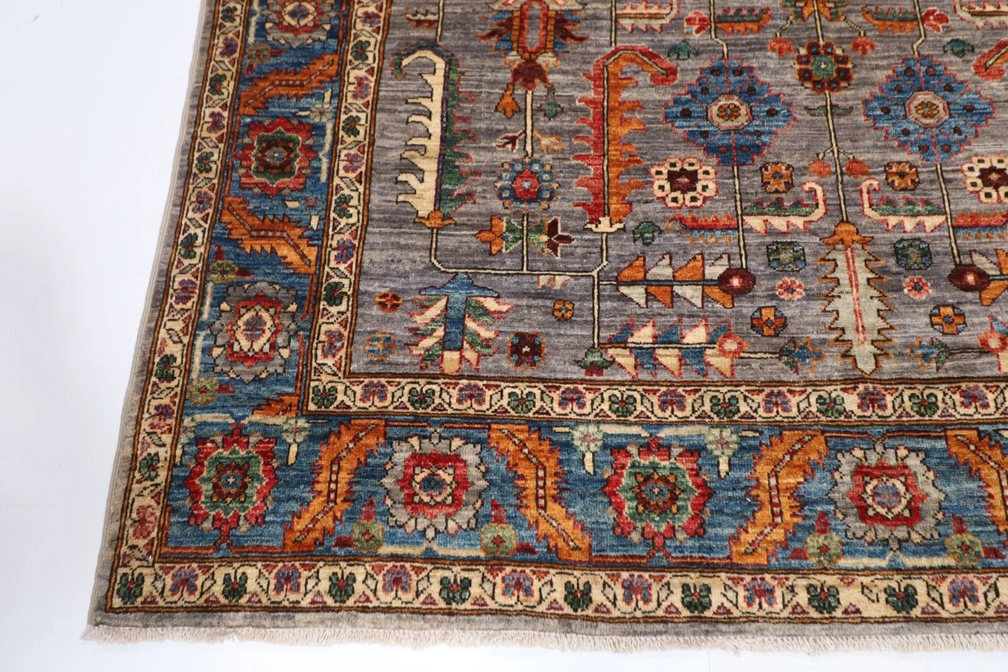 188 x 273 cm | Bidjar Gray Afghan Tribal Hand Knotted Veg Dye Wool carpet
