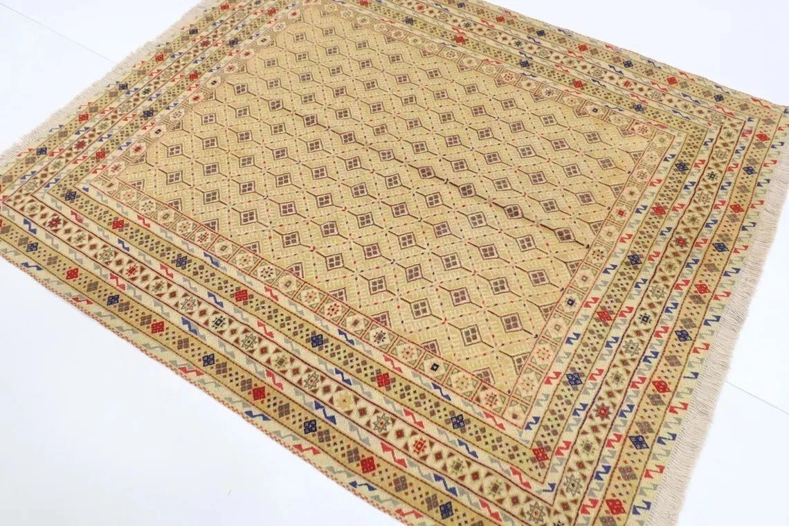 160 x 186 cm | Flat Weave Afghan Tribal Hand Knotted Veg Dye Wool Kilim
