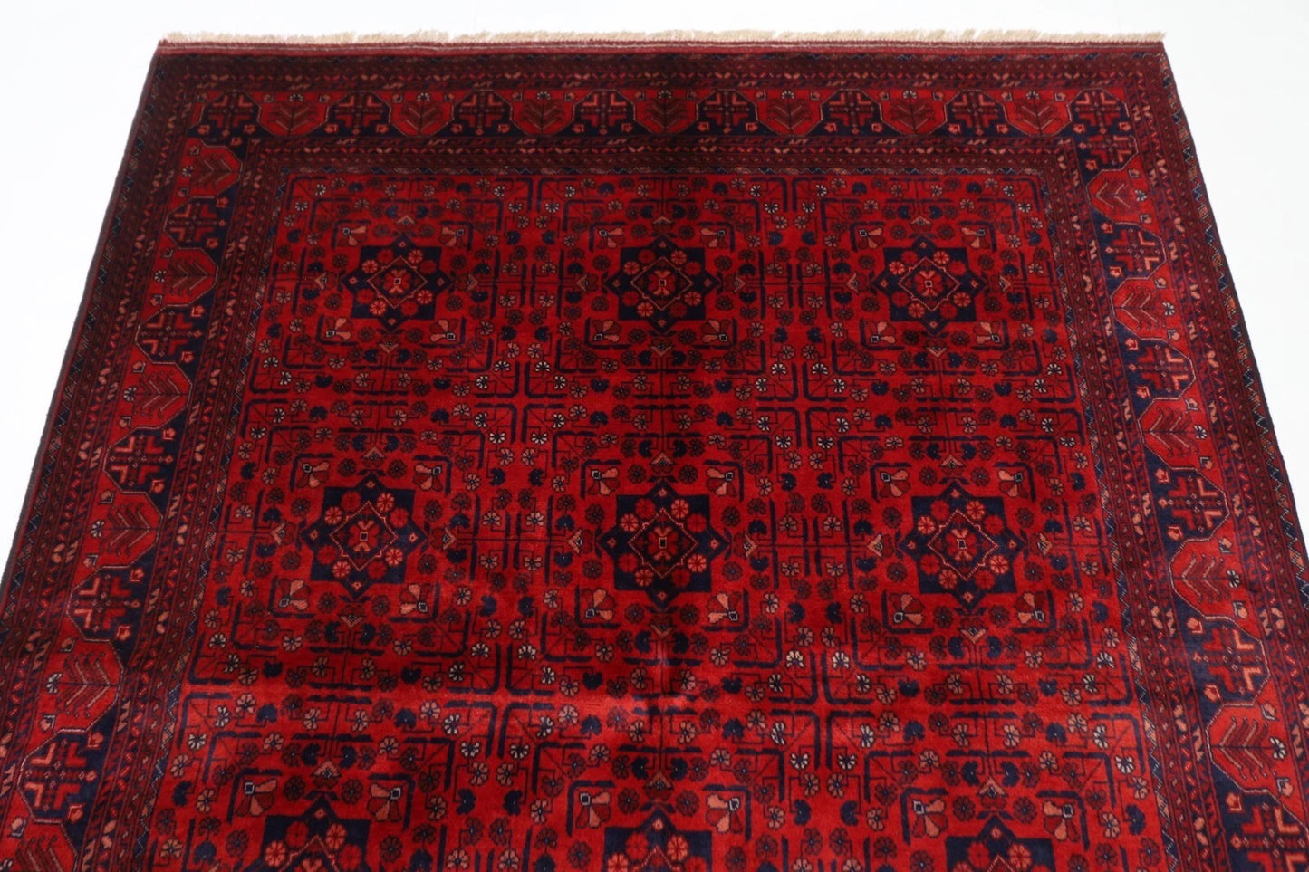 154 x 203 cm | Belgic Tribal Hand Knotted Veg Dye Wool Carpet