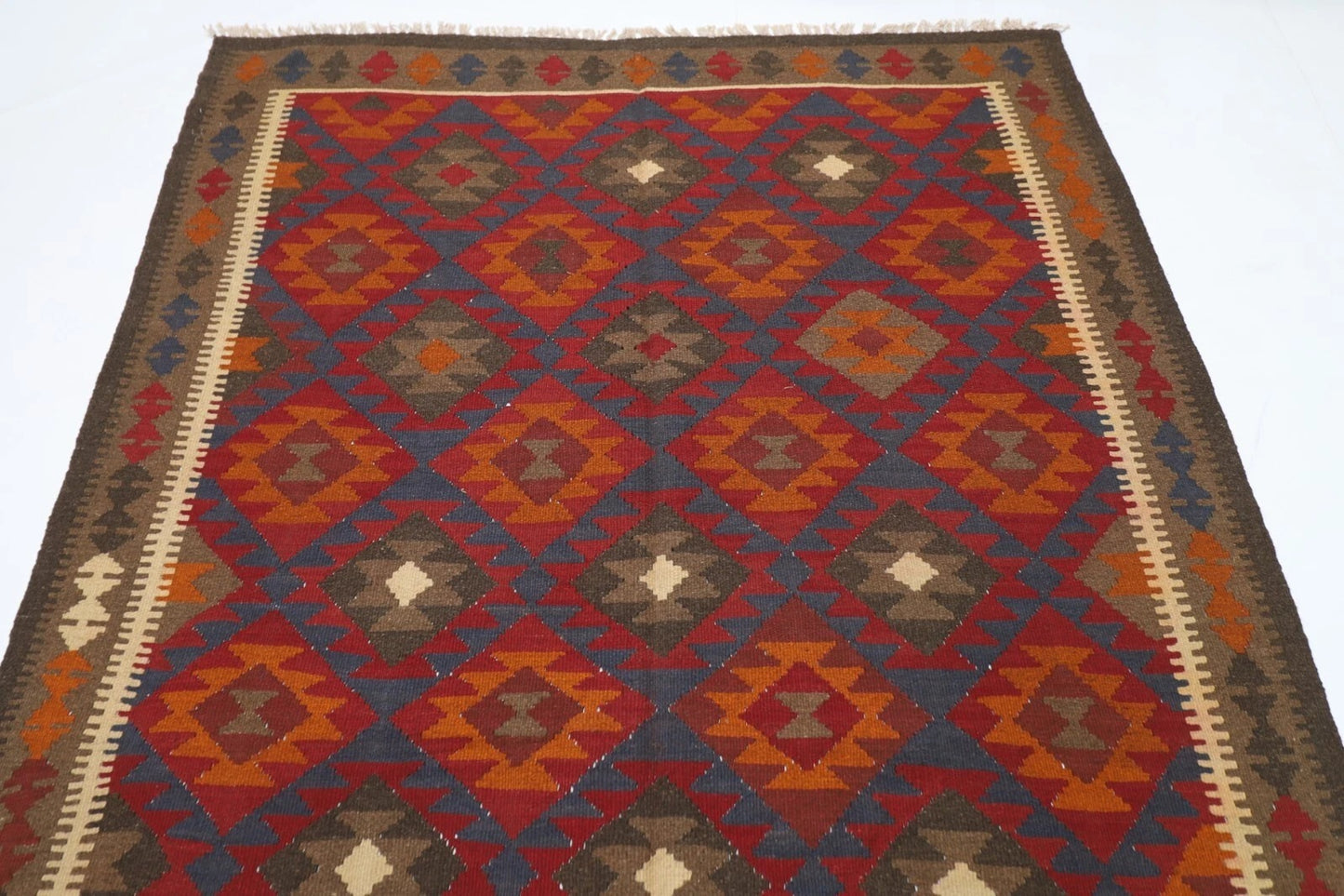 159 x 254 cm | Flat Weaved Afghan Tribal Hand Knotted Veg Dye Wool Carpet