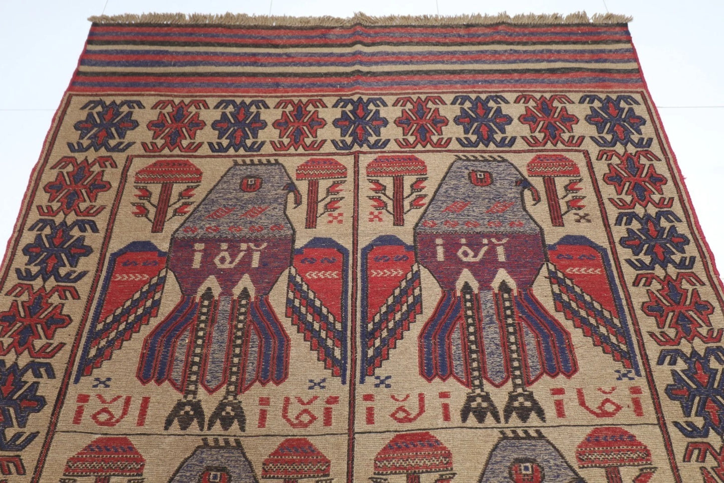 187 x 284 cm | Barjesta Flat Weaved Afghan Tribal Hand Knotted Wool Carpet kilim