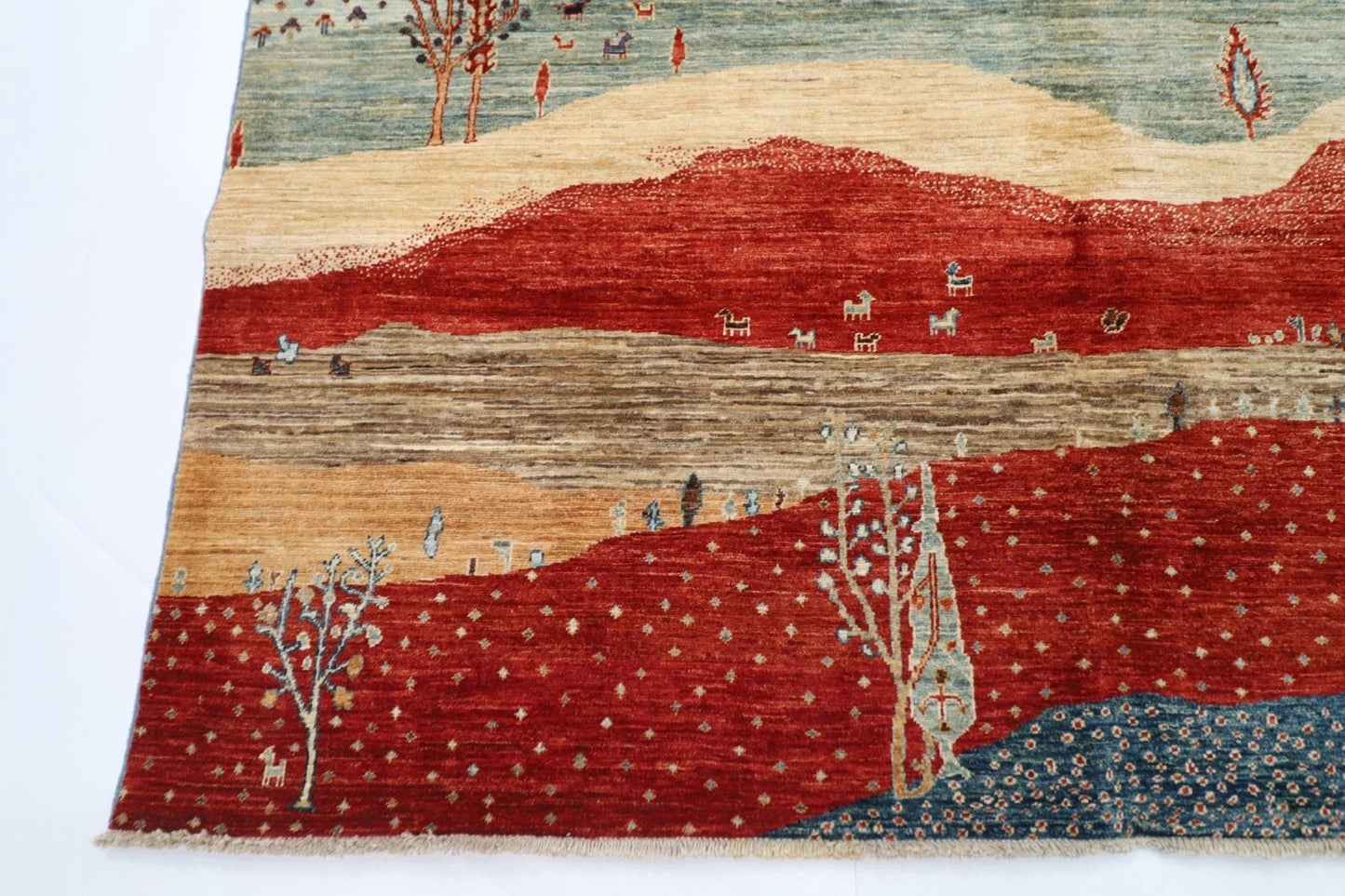 188 x 268 cm | Landscape Afghan Tribal Hand Knotted Veg Dye Wool Carpet