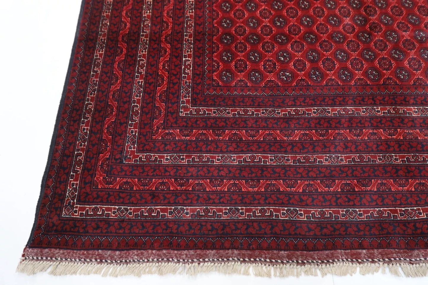198 x 295 cm | Mori Bokhara Afghan Tribal Hand Knotted Carpet