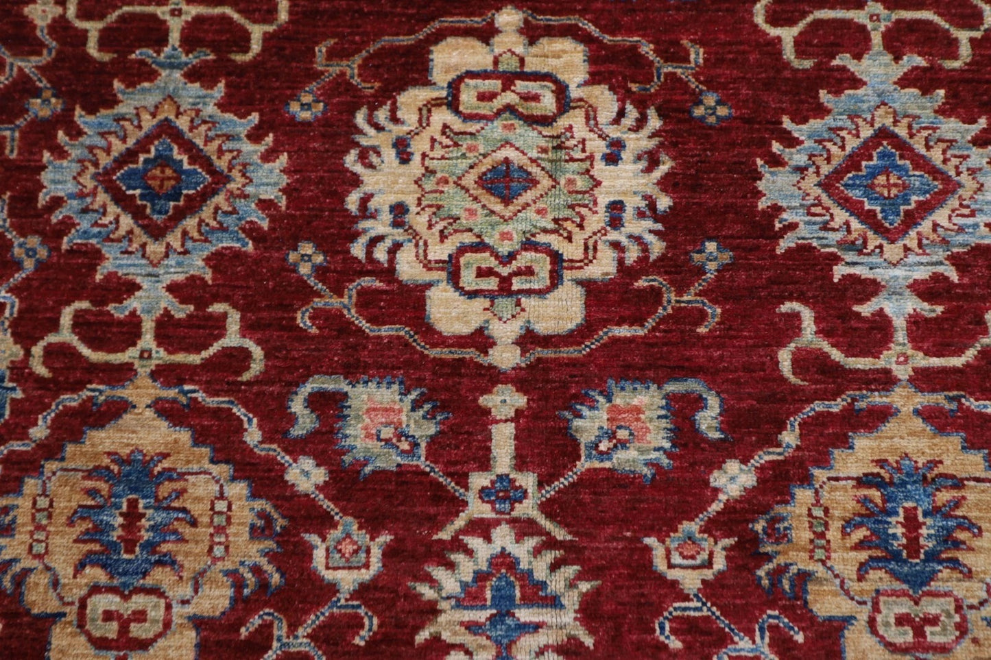 178 x 260 cm | Kazak Red Afghan Tribal Hand Knotted Veg Dye Wool Carpet