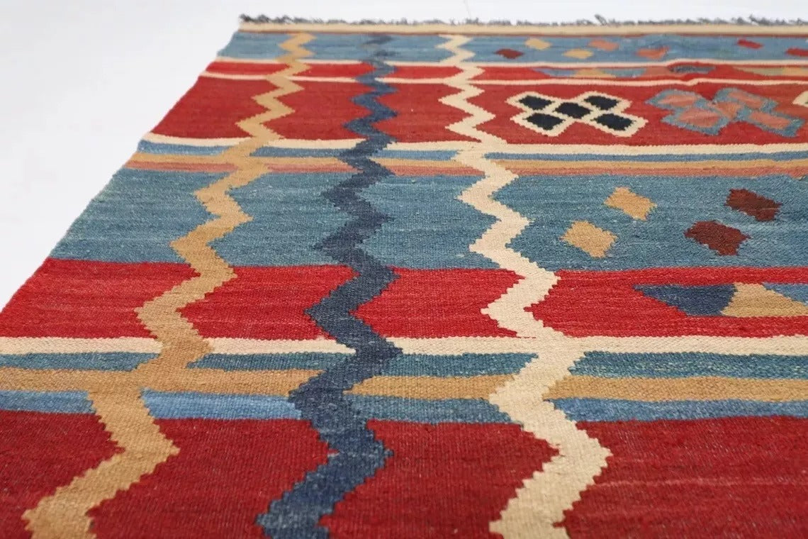 154 x 256 cm | Flat Weaved Afghan Tribal Hand Knotted Veg Dye Wool Carpet