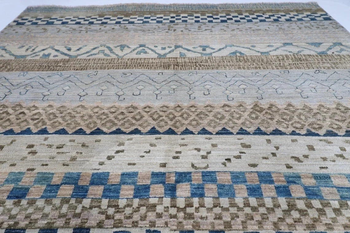 187 x 257 cm | Gabbeh Blue Afghan Tribal Hand Knotted Veg Dye Wool Carpet
