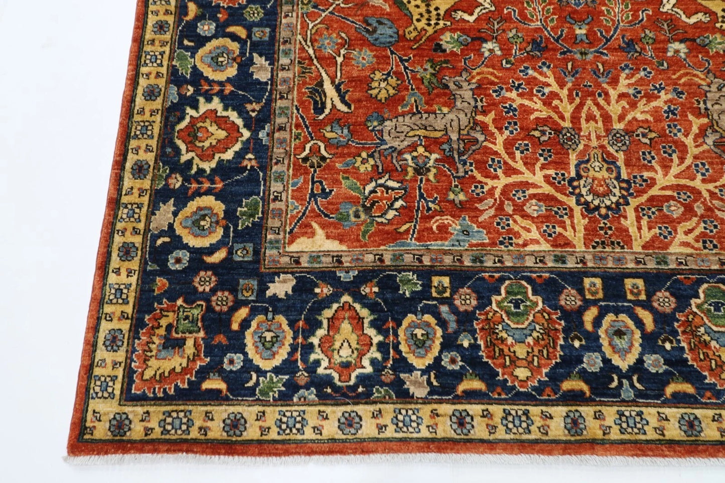 197 x 298 cm | Orange Afghan Tribal Hand Knotted Carpet
