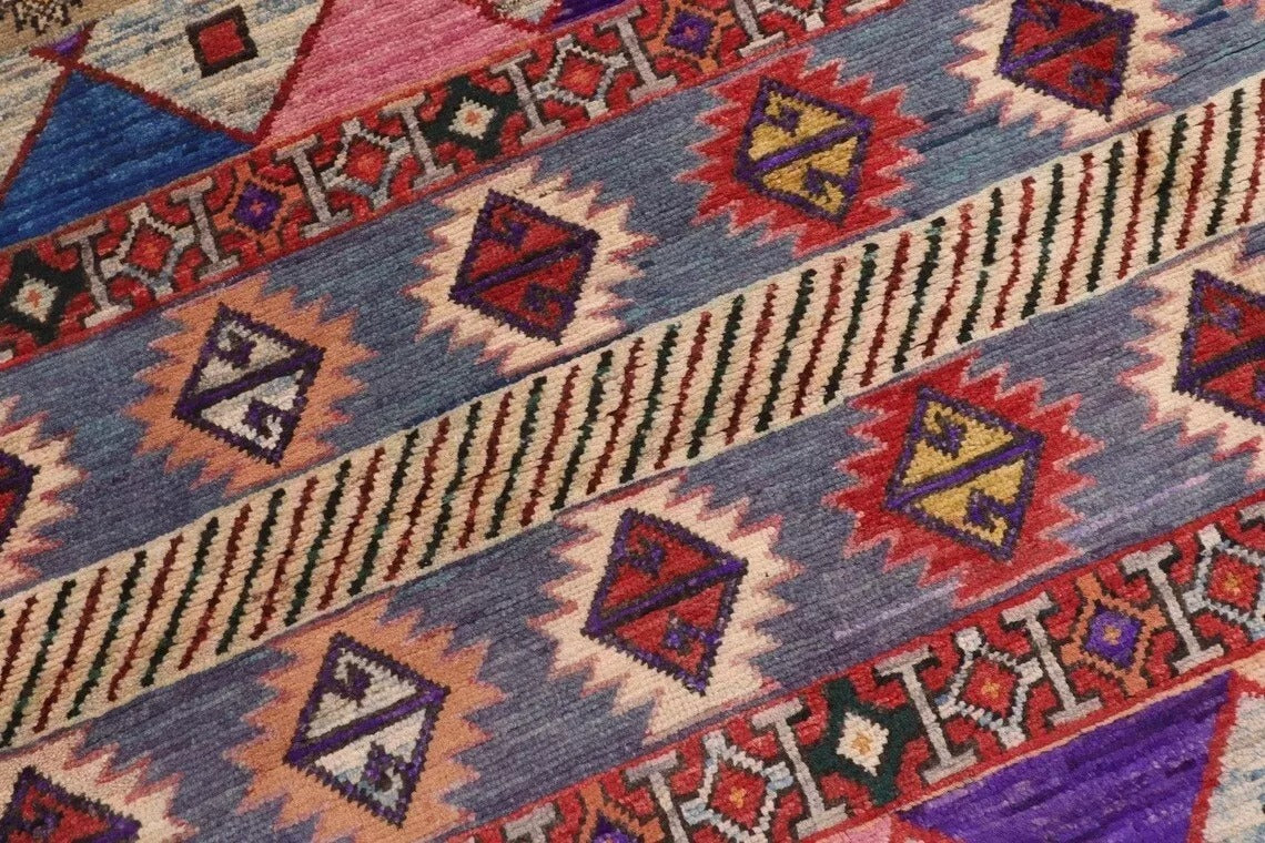 202 x 298 cm | Striped Gabbeh Afghan Tribal Hand Knotted Carpet