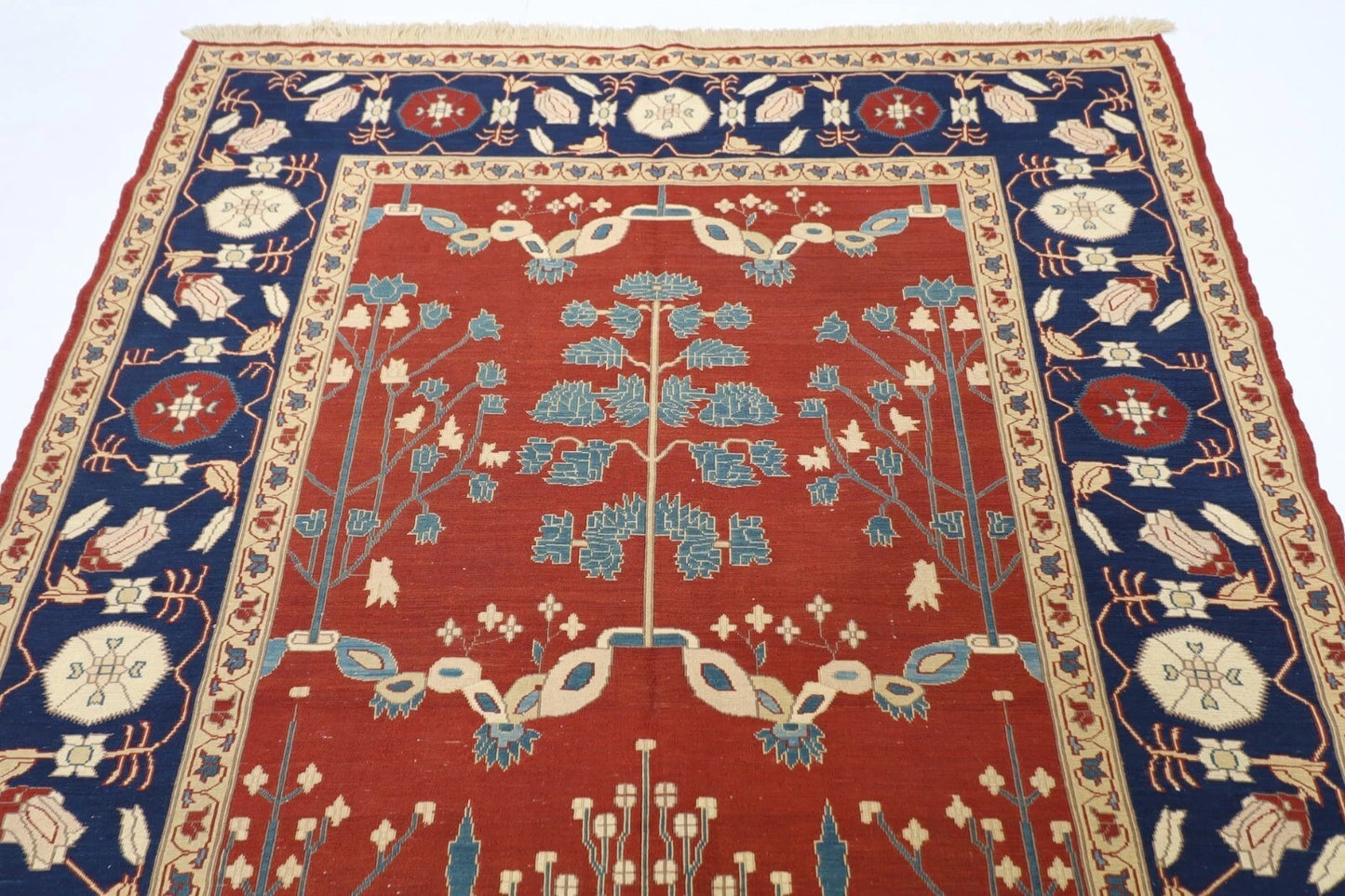 172 x 230 cm | Flat Weaved Afghan Tribal Hand Knotted Veg Dye Wool Carpet