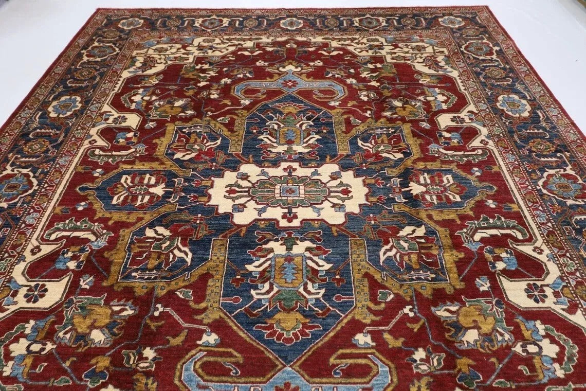 279 x 372 cm | Heriz Afghan Tribal Hand Knotted Carpet