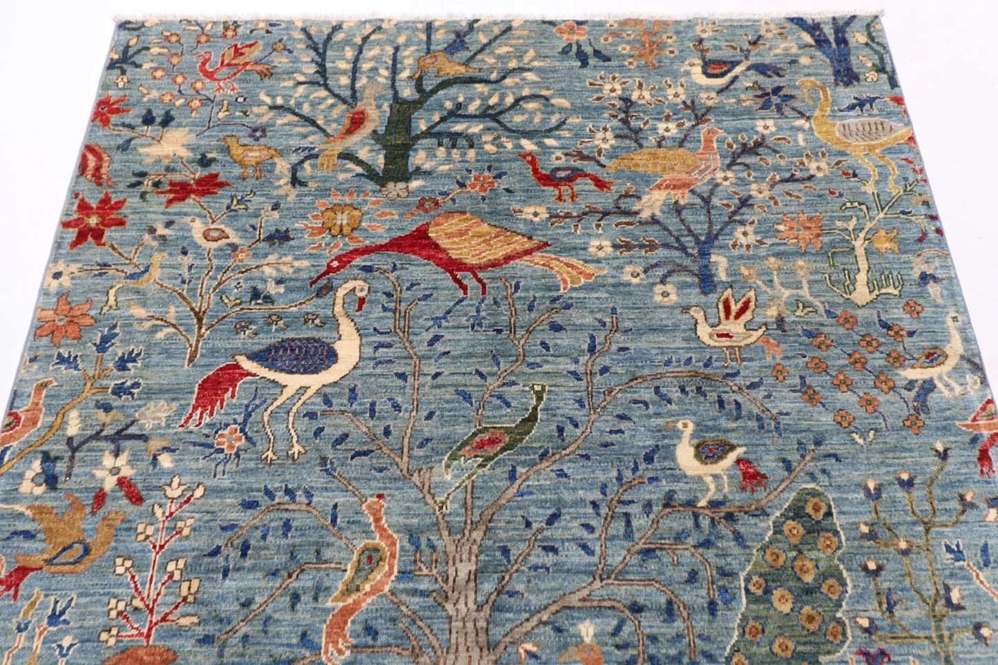 152 x 208 cm | Birds Afghan Tribal Hand Knotted Veg Dye Wool carpet