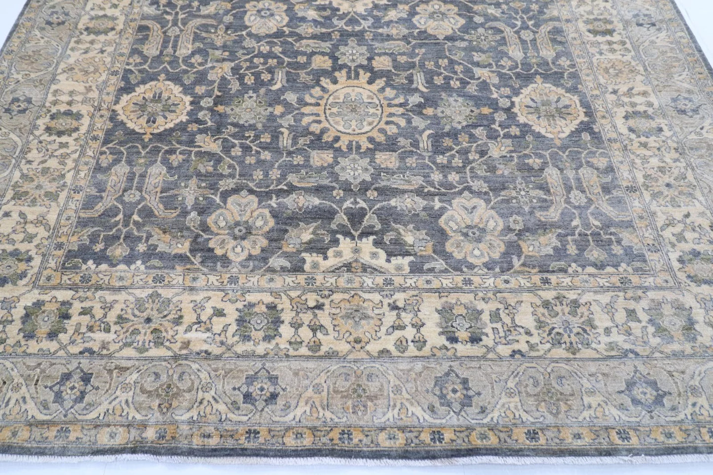 275 x 361 cm | Oriental Grey Afghan Tribal Hand Knotted Carpet