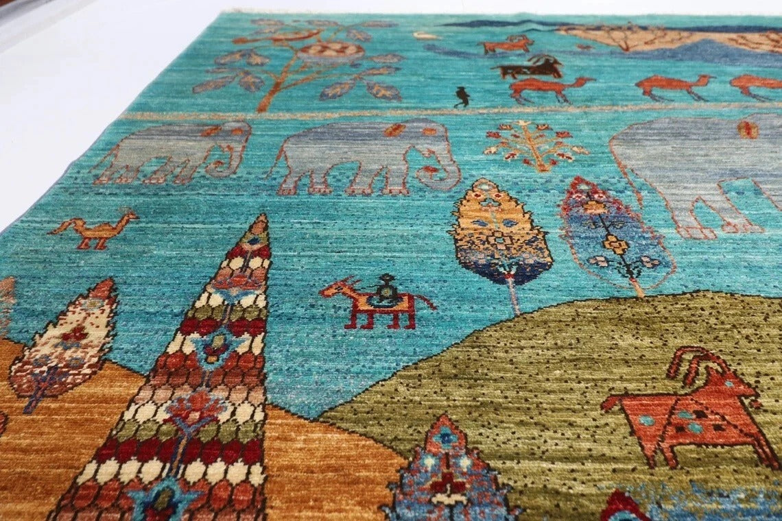 244 x 297 cm | Animal Paradise Afghan Tribal Hand Knotted Carpet