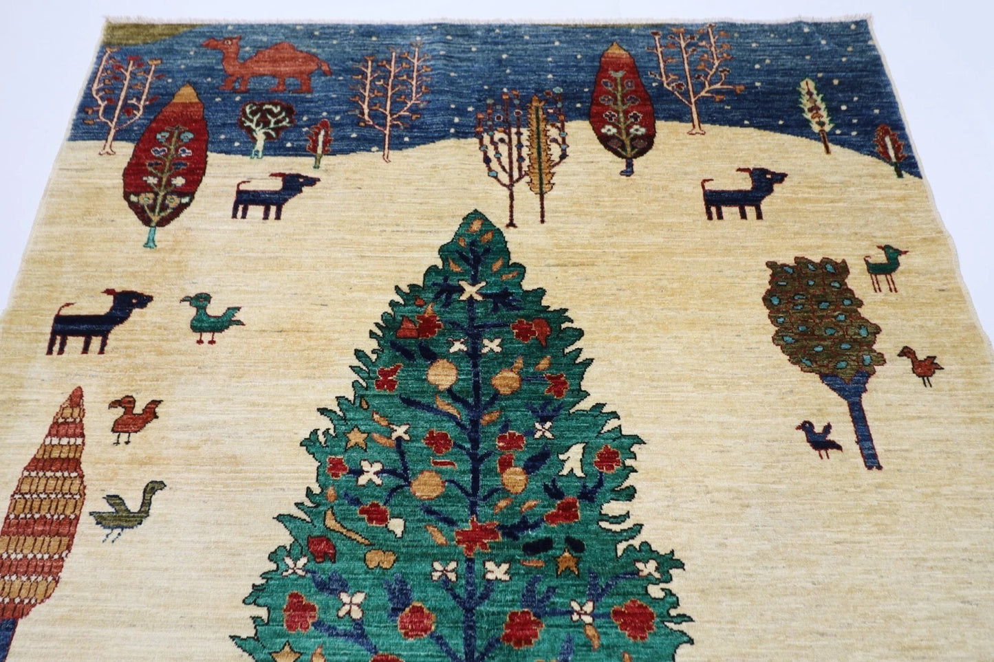 174 x 243 cm | Afghan Tribal Hand Knotted Veg Dye Wool Carpet