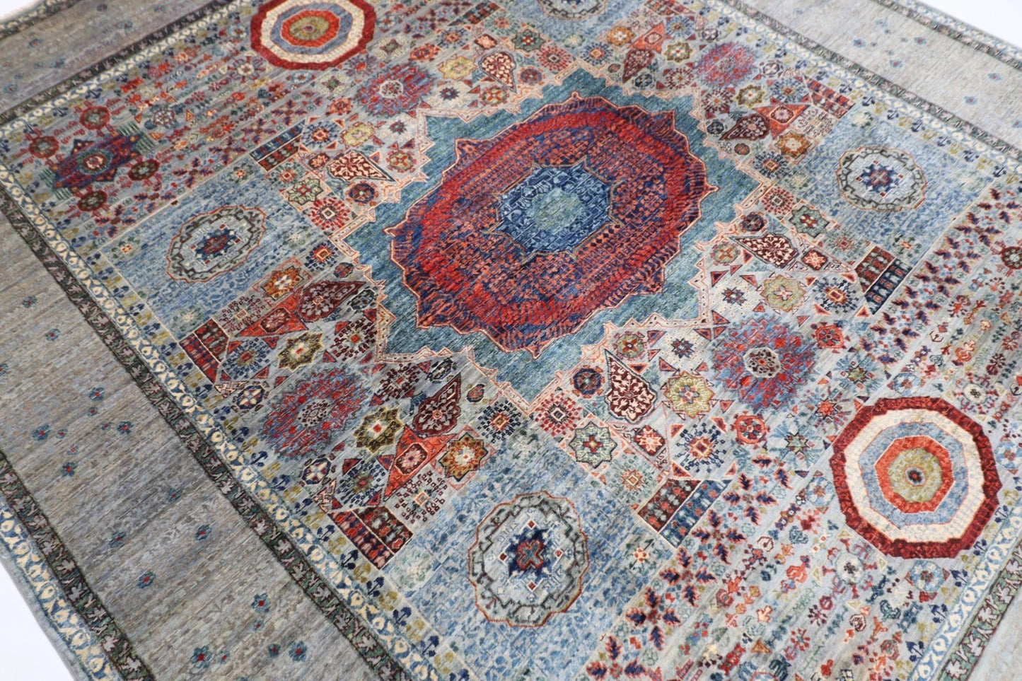 246 x 296 cm | Mamluk Afghan Tribal Hand Knotted Carpet